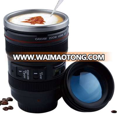 Novelty Gifts Fantastic Camera Lens Drinkware 400ml Stainless Steel Cup Reusable Coffee Cup Mug With Lid